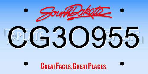 CG3O955 South Dakota License Plate