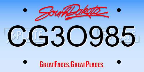 CG3O985 South Dakota License Plate