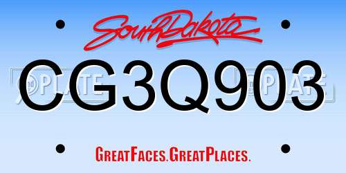 CG3Q903 South Dakota License Plate