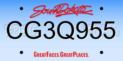 CG3Q955 South Dakota License Plate