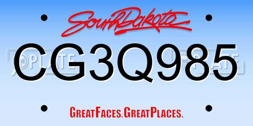 CG3Q985 South Dakota License Plate