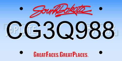 CG3Q988 South Dakota License Plate