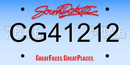 CG41212 South Dakota License Plate