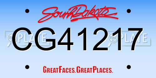 CG41217 South Dakota License Plate