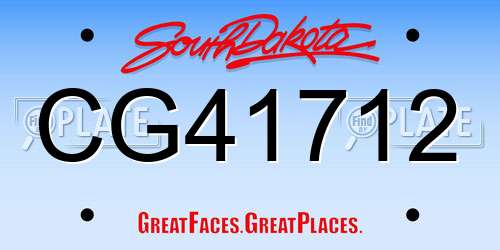 CG41712 South Dakota License Plate