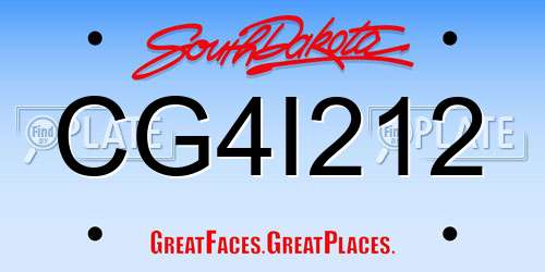 CG4I212 South Dakota License Plate