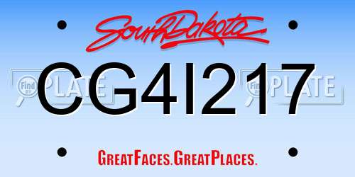 CG4I217 South Dakota License Plate