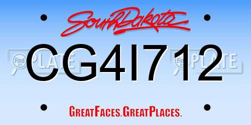 CG4I712 South Dakota License Plate