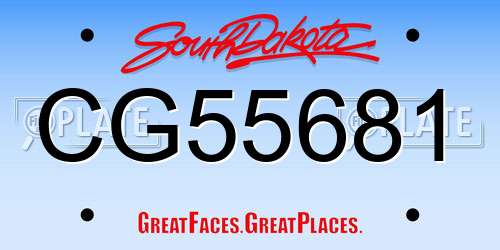 CG55681 South Dakota License Plate