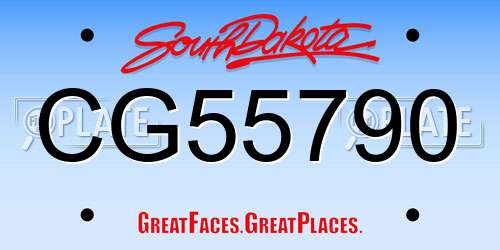 CG55790 South Dakota License Plate