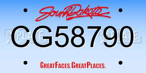 CG58790 South Dakota License Plate
