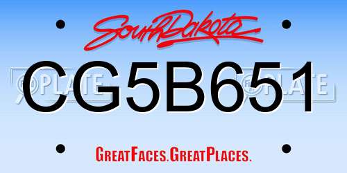 CG5B651 South Dakota License Plate