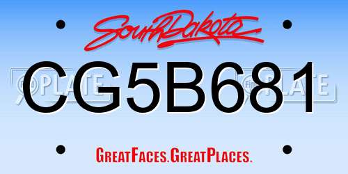 CG5B681 South Dakota License Plate