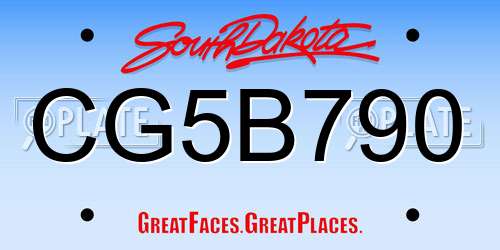 CG5B790 South Dakota License Plate