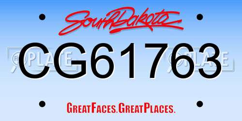 CG61763 South Dakota License Plate