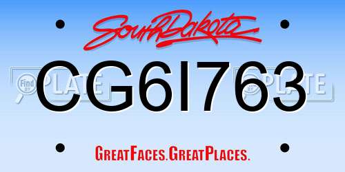 CG6I763 South Dakota License Plate