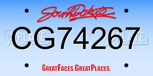 CG74267 South Dakota License Plate
