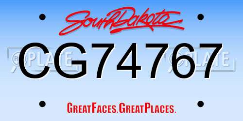 CG74767 South Dakota License Plate