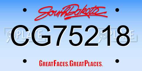 CG75218 South Dakota License Plate