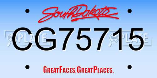 CG75715 South Dakota License Plate