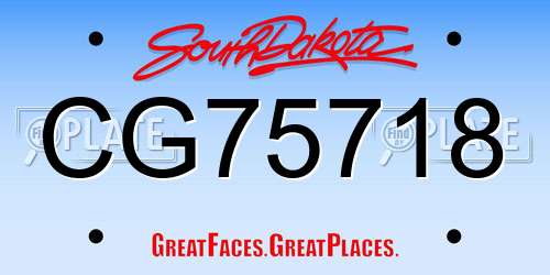 CG75718 South Dakota License Plate