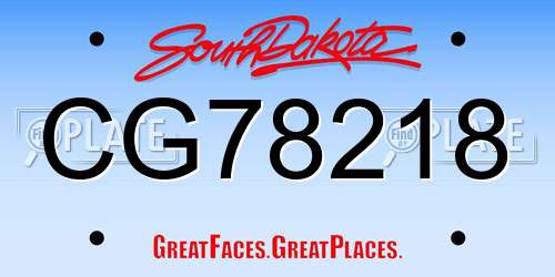 CG78218 South Dakota License Plate