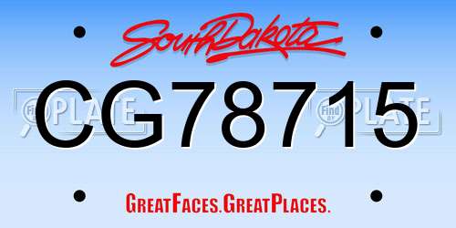 CG78715 South Dakota License Plate