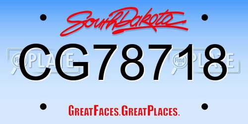 CG78718 South Dakota License Plate