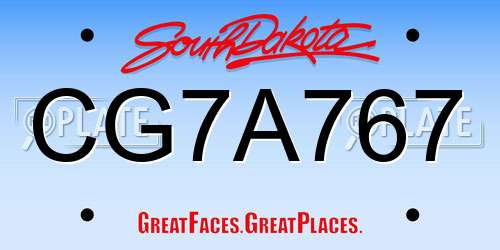 CG7A767 South Dakota License Plate