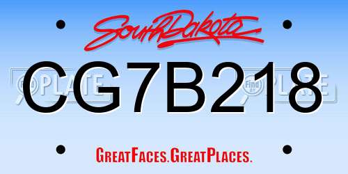 CG7B218 South Dakota License Plate