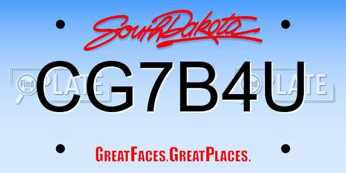 CG7B4U South Dakota License Plate