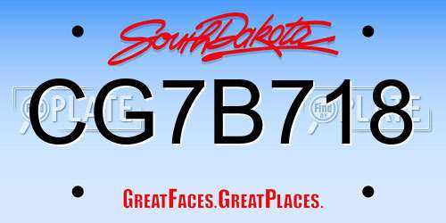 CG7B718 South Dakota License Plate