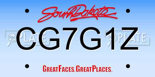 CG7G1Z South Dakota License Plate