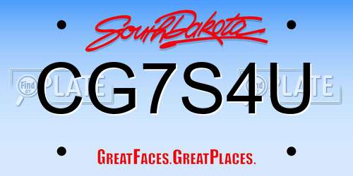 CG7S4U South Dakota License Plate