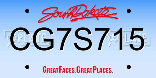 CG7S715 South Dakota License Plate