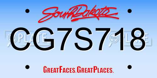 CG7S718 South Dakota License Plate