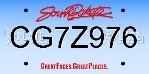 CG7Z976 South Dakota License Plate