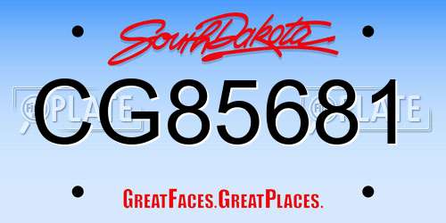 CG85681 South Dakota License Plate