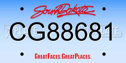 CG88681 South Dakota License Plate