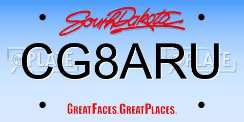 CG8ARU South Dakota License Plate