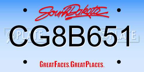 CG8B651 South Dakota License Plate