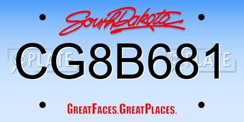 CG8B681 South Dakota License Plate