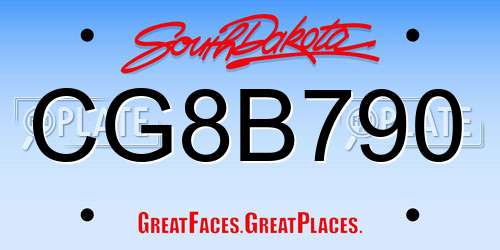 CG8B790 South Dakota License Plate