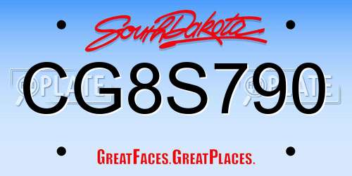 CG8S790 South Dakota License Plate