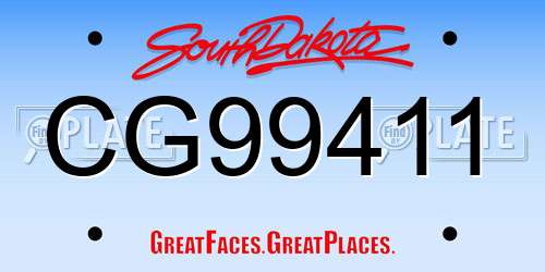 CG99411 South Dakota License Plate