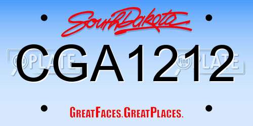 CGA1212 South Dakota License Plate