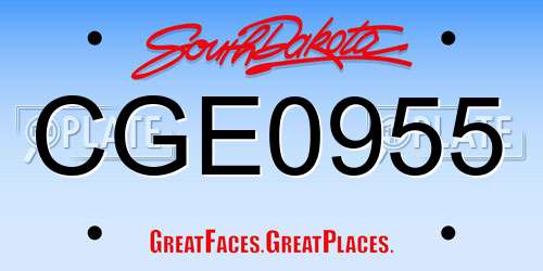 CGE0955 South Dakota License Plate