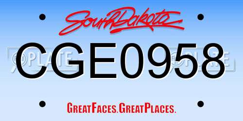 CGE0958 South Dakota License Plate