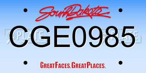 CGE0985 South Dakota License Plate