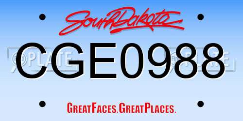 CGE0988 South Dakota License Plate